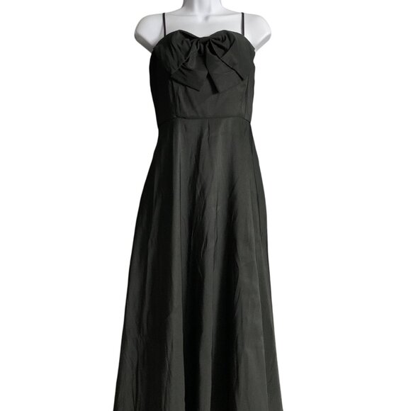 A New Day Womens Black Maxi Cocktail Dress w/ Bow Accent & Side Pockets Size 6 - Picture 4 of 12